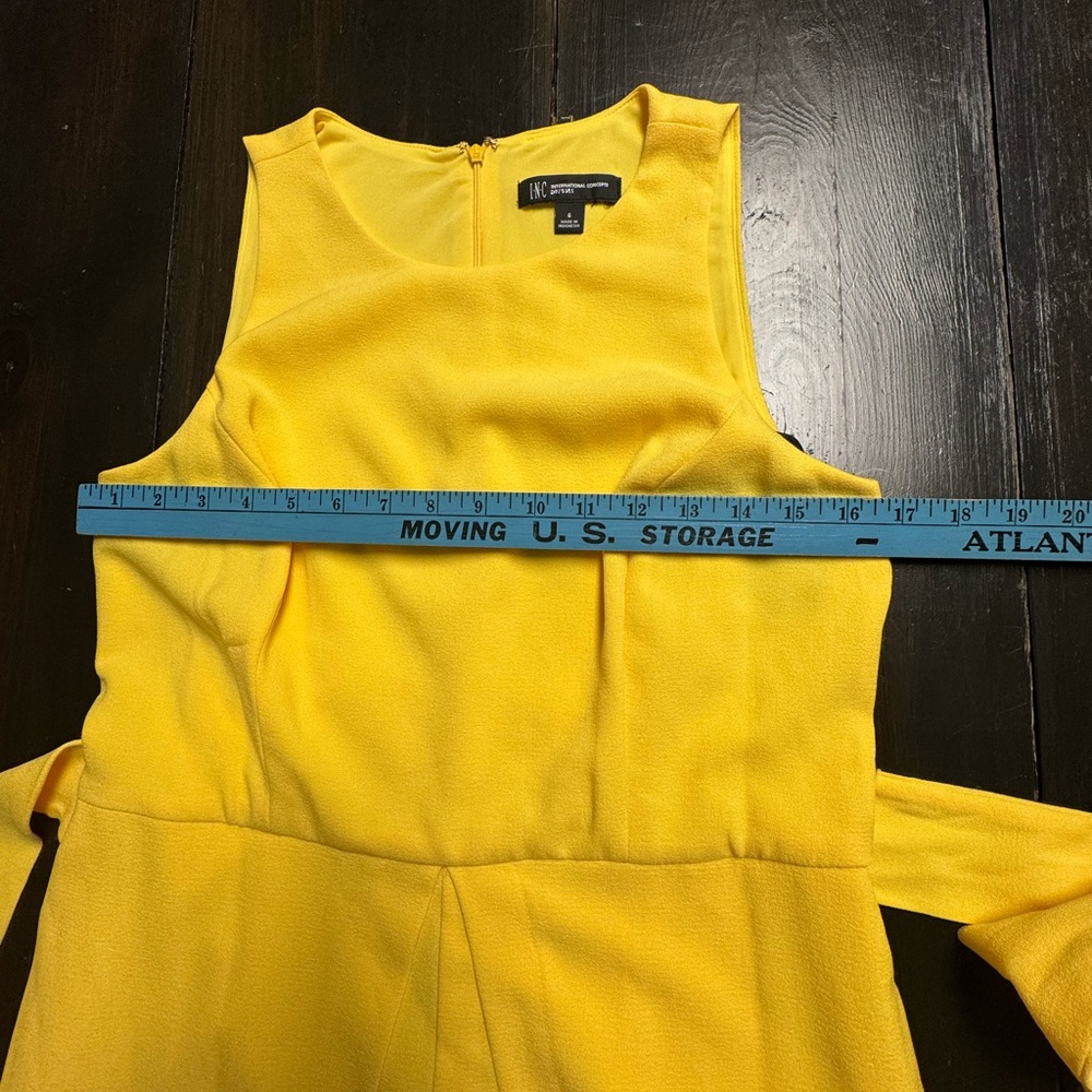 INC International Concepts Bright Yellow Tie-Waist Wide-Leg Jumpsuit - Picture 5 of 10